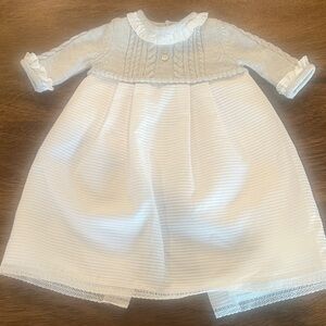 Classic White Knit & Pleated Formal Dress for Girls
